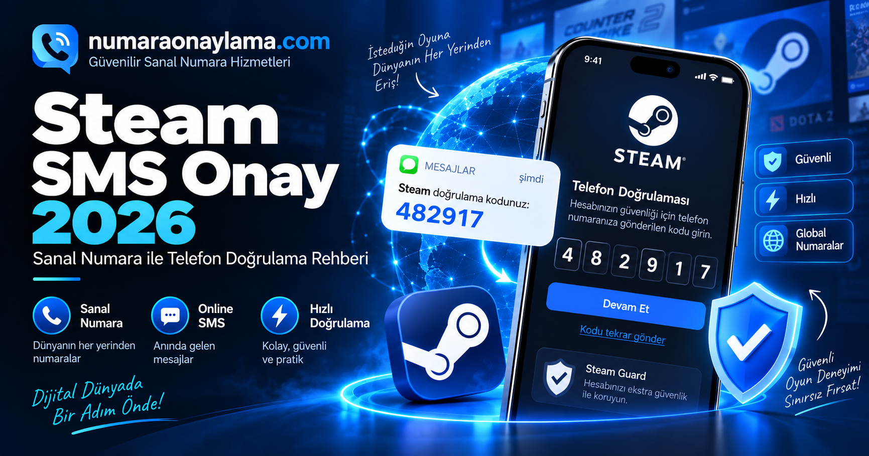 Steam SMS Onay 2026: Sanal Numara ile Telefon Doğrulama Rehberi