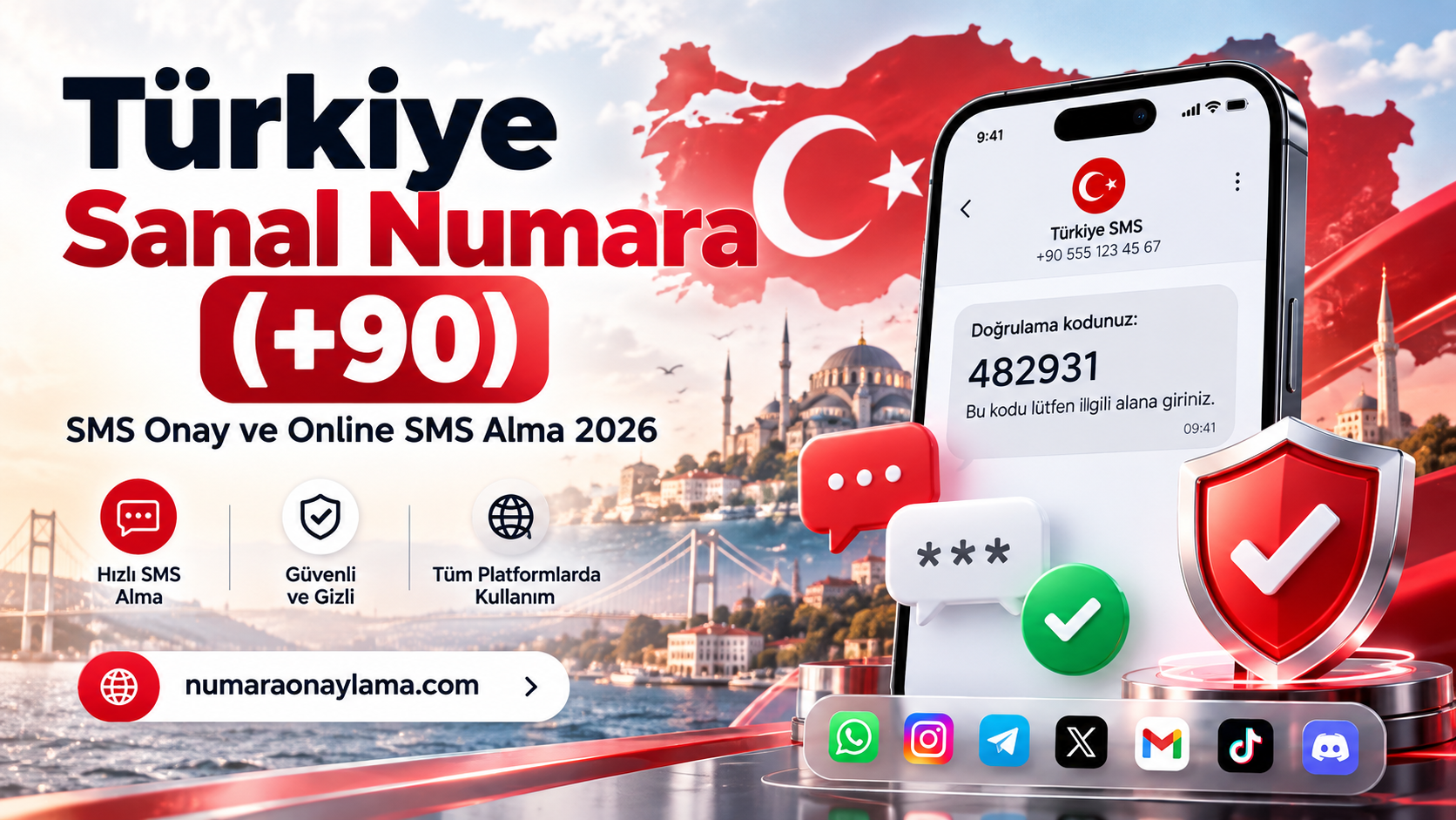 Türkiye Sanal Numara (+90) 2026 | SMS Onay Al