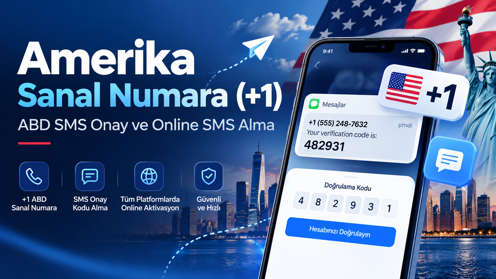 Amerika Sanal Numara (+1) 2026 | ABD SMS Onay