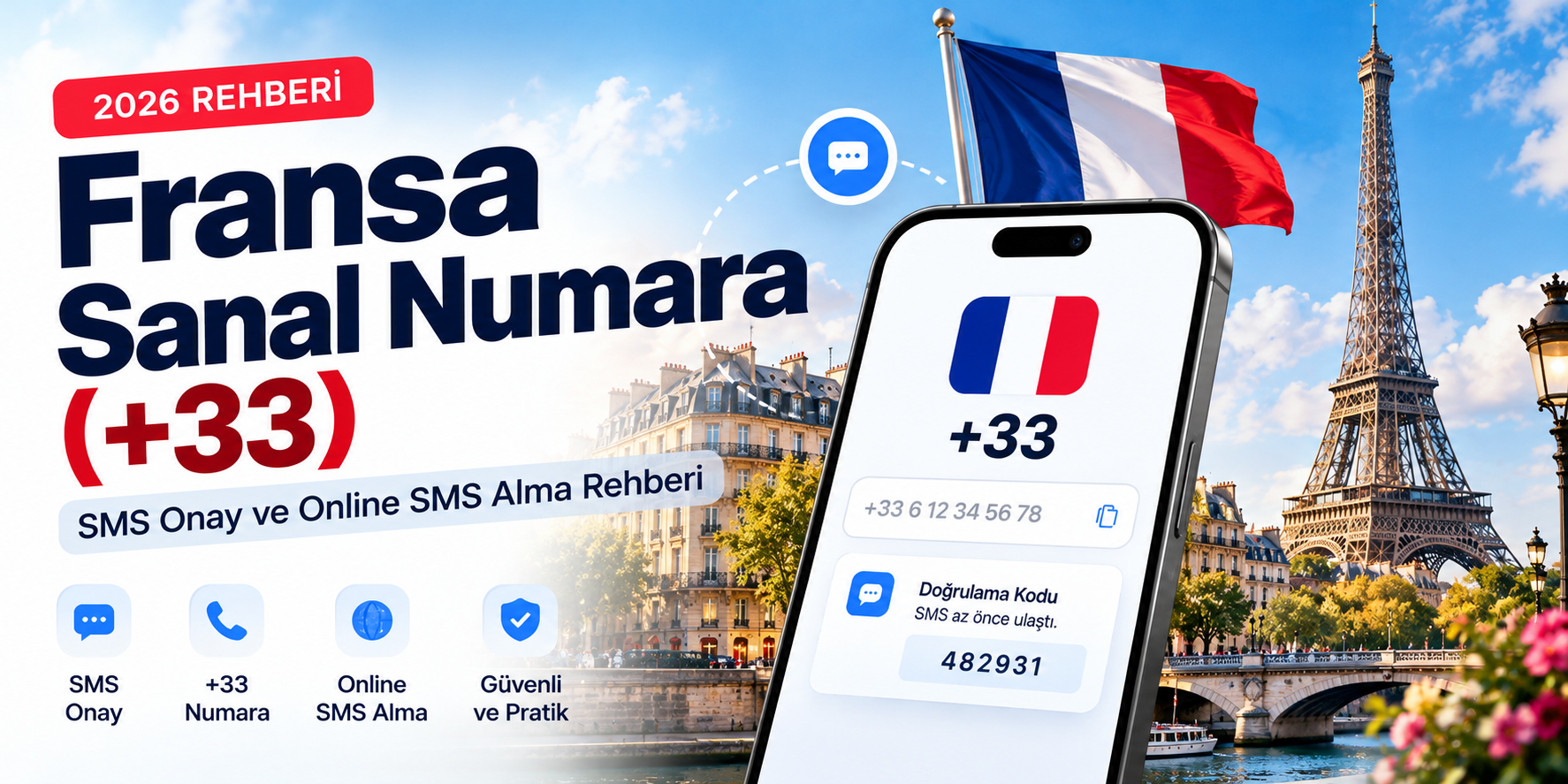 Fransa Sanal Numara (+33) 2026 | SMS Onay Al