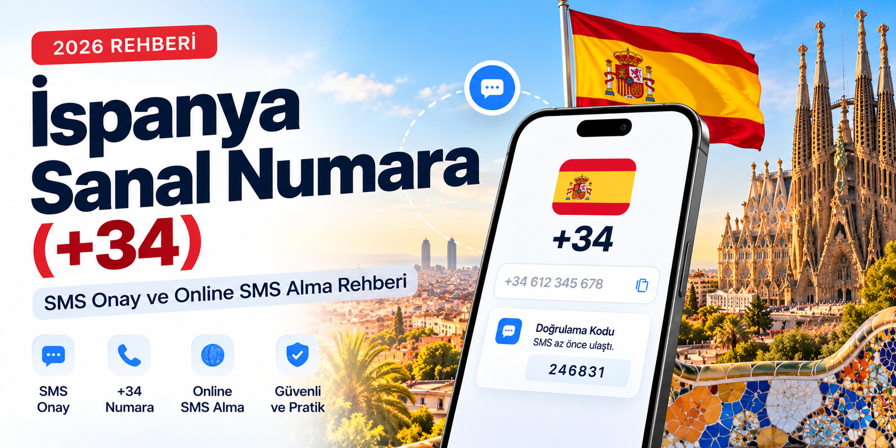 İspanya Sanal Numara (+34) 2026 | SMS Onay Al